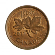 Km#490a 1 Cent 2011 MBC Canadá América C/símbolo RCM Aço com revestimento de cobre 19.05(mm) 2.35(gr)