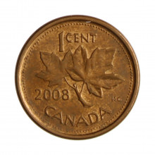 Km#490a 1 Cent 2008 MBC Canadá América C/símbolo RCM Aço com revestimento de cobre 19.05(mm) 2.35(gr)