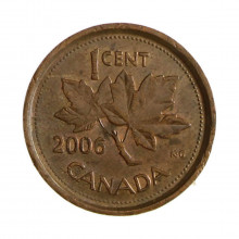 Km#490 1 Cent 2006 MBC Canadá América Aço com revestimento de cobre 19.05(mm) 2.25(gr)