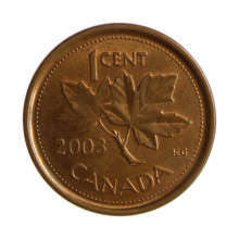 Km#289b 1 Cent 2003 P MBC Canadá América Magnético Aço com revestimento de cobre 19.05(mm) 2.35(gr)