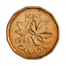 Km#181 1 Cent 1995 MBC/SOB Canadá América Bronze 19.1(mm) 2.5(gr)