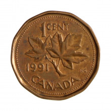 Km#181 1 Cent 1991 MBC Canadá América Bronze 19.1(mm) 2.5(gr)