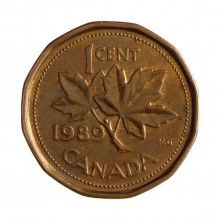 Km#132 1 Cent 1989 MBC Canadá América Bronze 19.1(mm) 2.5(gr)