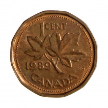 Km#132 1 Cent 1989 MBC Canadá América Bronze 19.1(mm) 2.5(gr)