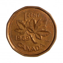 Km#132 1 Cent 1989 MBC+ Canadá América Bronze 19.1(mm) 2.5(gr)