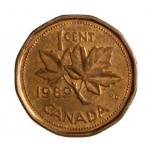 Km#132 1 Cent 1989 MBC+ Canadá América Bronze 19.1(mm) 2.5(gr)