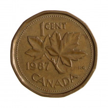 Km#132 1 Cent 1987 MBC Canadá América Bronze 19.1(mm) 2.5(gr)