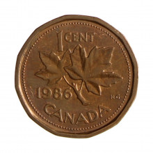 Km#132 1 Cent 1986 MBC Canadá América Bronze 19.1(mm) 2.5(gr)