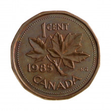 Km#132 1 Cent 1985 MBC+ Canadá América Bronze 19.1(mm) 2.5(gr)
