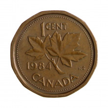 Km#132 1 Cent 1984 MBC+ Canadá América Bronze 19.1(mm) 2.5(gr)