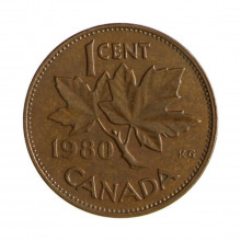 Km#127 1 Cent 1980 MBC Canadá América Bronze 19(mm) 2.8(gr)