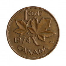 Km#59.1 1 Cent 1974 MBC Canadá América Bronze 19.05(mm) 3.24(gr)