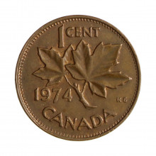 Km#59.1 1 Cent 1974 MBC Canadá América Bronze 19.05(mm) 3.24(gr)