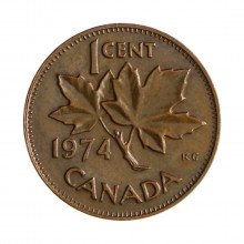 Km#59.1 1 Cent 1974 MBC+ Canadá América Bronze 19.05(mm) 3.24(gr)
