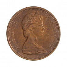 Km#59.1 1 Cent 1973 SOB Canadá América C/pátina azulada Bronze 19.05(mm) 3.24(gr)