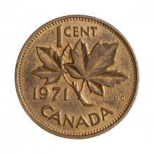Km#59.1 1 Cent 1971 SOB Canadá América Bronze 19.05(mm) 3.24(gr)