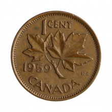 Km#49 1 Cent 1959 MBC+ Canadá América Bronze 19.05(mm) 3.24(gr)