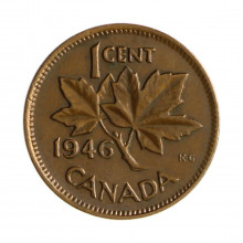 Km#32 1 Cent 1946 MBC+ Canadá América Bronze 19.05(mm) 3.24(gr)