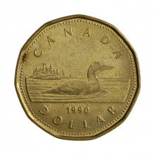 Km#186 1 Dólar 1990 MBC Canadá América Níquel com revestimento de bronze 26.5(mm) 7(gr)