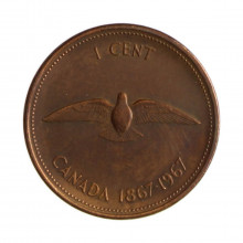 Km#65 1 Cent 1967 MBC Canadá América Centenário do Canadá (1867-1967) Bronze 19.05(mm) 3.24(gr)