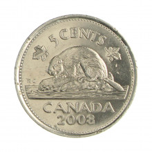 Km#491 5 Cents 2004 MBC Canadá América Logotipo RCM /Magnético Aço com revestimento de Níquel  21.2(mm) 3.95(gr)