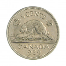 Km#60.2a 5 Cents 1989 MBC Canadá América Cupro-Níquel 21.2(mm) 4.6(gr)