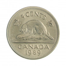 Km#60.2a 5 Cents 1989 MBC+ Canadá América Cupro-Níquel 21.2(mm) 4.6(gr)