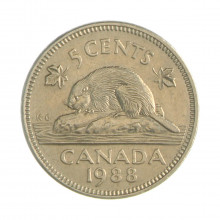 Km#60.2a 5 Cents 1988 MBC+ Canadá América Cupro-Níquel 21.2(mm) 4.6(gr)