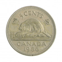 Km#60.2a 5 Cents 1986 MBC Canadá América Cupro-Níquel 21.2(mm) 4.6(gr)