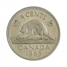 Km#60.2a 5 Cents 1985 MBC Canadá América Cupro-Níquel 21.2(mm) 4.6(gr)