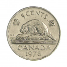 Km#60.1 5 Cents 1978 MBC Canadá América Níquel 21.21(mm) 4.54(gr)