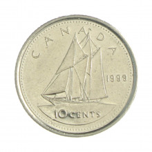 Km#183 10 Cents 1999 MBC Canadá América Níquel 18.03(mm) 2.07(gr)