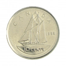 Km#183 10 Cents 1998 MBC Canadá América Níquel 18.03(mm) 2.07(gr)