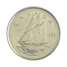 Km#183 10 Cents 1994 MBC Canadá América Níquel 18.03(mm) 2.07(gr)