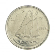 Km#77.2 10 Cents 1989 BC Canadá América Níquel 18.034(mm) 2.07(gr)