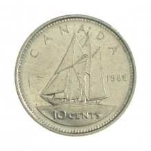 Km#77.2 10 Cents 1986 BC Canadá América Níquel 18.034(mm) 2.07(gr)