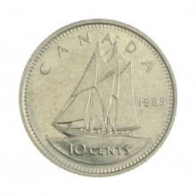 Km#77.2 10 Cents 1985 BC Canadá América Níquel 18.034(mm) 2.07(gr)