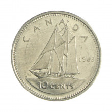 Km#77.2 10 Cents 1983 BC Canadá América Níquel 18.034(mm) 2.07(gr)