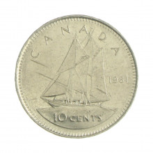 Km#77.2 10 Cents 1981 BC Canadá América Níquel 18.034(mm) 2.07(gr)