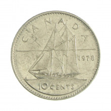 Km#77.1 10 Cents 1978 BC Canadá América Níquel 18.034(mm) 2.07(gr)