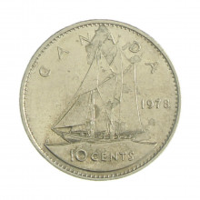 Km#77.1 10 Cents 1978 MBC Canadá América Níquel 18.034(mm) 2.07(gr)