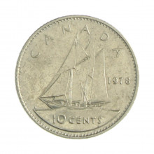 Km#77.1 10 Cents 1978 MBC+ Canadá América Níquel 18.034(mm) 2.07(gr)