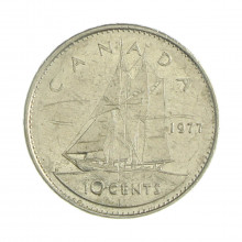 Km#77.1 10 Cents 1977 BC Canadá América Níquel 18.034(mm) 2.07(gr)