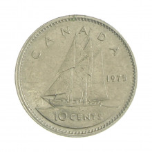 Km#77.1 10 Cents 1975 BC Canadá América Níquel 18.034(mm) 2.07(gr)