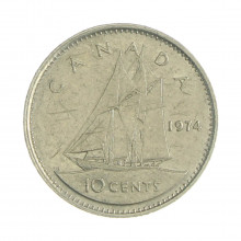 Km#77.1 10 Cents 1974 BC Canadá América Níquel 18.034(mm) 2.07(gr)