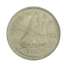 Km#77.1 10 Cents 1973 BC Canadá América Níquel 18.034(mm) 2.07(gr)