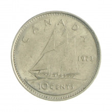 Km#77.1 10 Cents 1973 MBC Canadá América Níquel 18.034(mm) 2.07(gr)