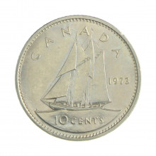 Km#77.1 10 Cents 1973 MBC+ Canadá América Níquel 18.034(mm) 2.07(gr)