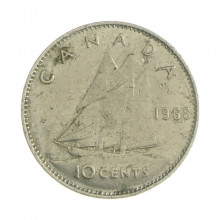 Km#72a 10 Cents 1968 BC Canadá América Níquel 17.82(mm) 2.07(gr)