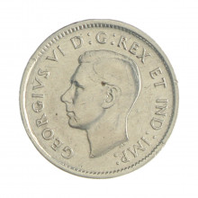 Km#34 10 Cents 1943 MBC Canadá América Prata  0.800 18.034(mm) 2.33(gr)